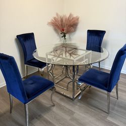 Glass Dining Table Set with 4 Chairs $350