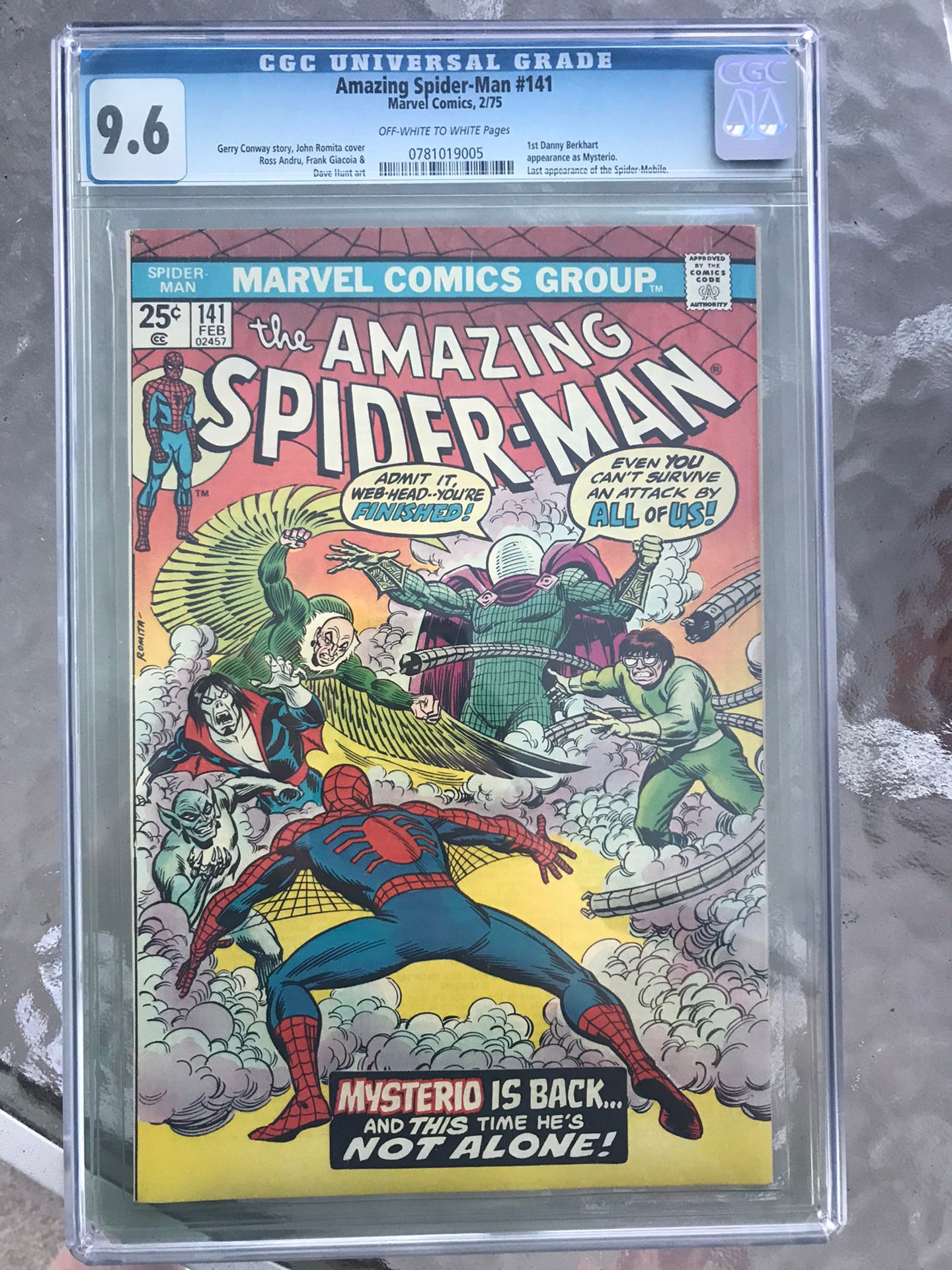 Amazing Spider-Man #141 (1975) CGC 9.6 — O/w to White Pages; 1st Danny Berkhart
