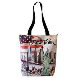 New York Statue Of Liberty USA Flag Shopping Shoulder Tote Shoulder Bag