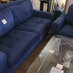 Blue Sofa Set With Chair