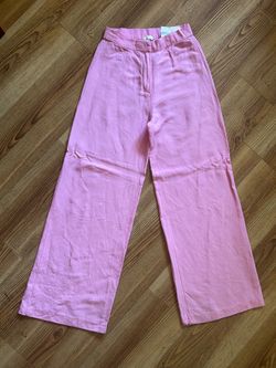 H&M soft pink linen wide leg trousers