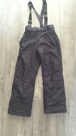 Sport Essential kids' unisex black snow pants with shoulder straps, size 12