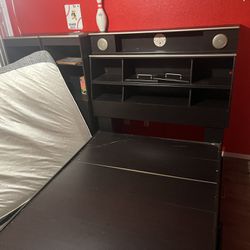 Bed Headboard And Fram With Cabinets