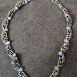 Vintage Chain Link With Stones Necklace 