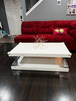 White Coffee Table with Chrome Legs