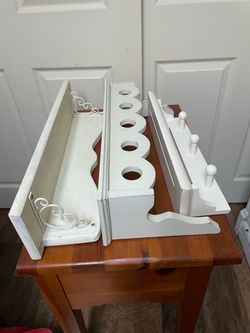 White Painted Wood Wall Shelf Set