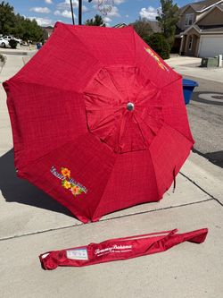 Tommy Bahama 7.5' Red Strip Beach Umbrella