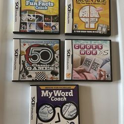 Nintendo DS Games Five Games, Wall/Car Charger