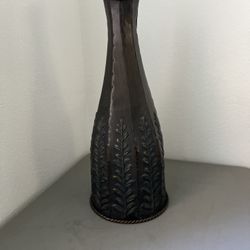 Brown Metal Vase 12 Inches Tall Made In China