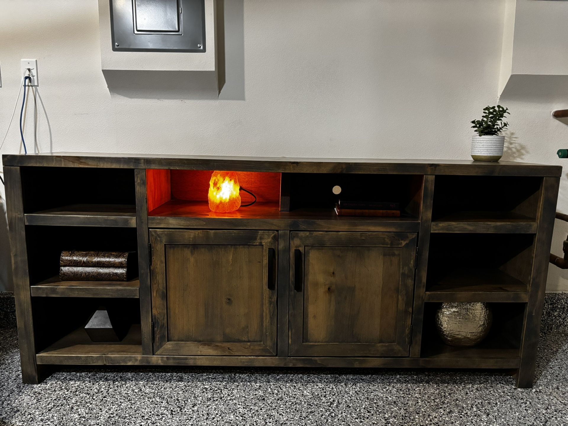 Brown 74β Rustic Wood TV Stand entertainment center TV console