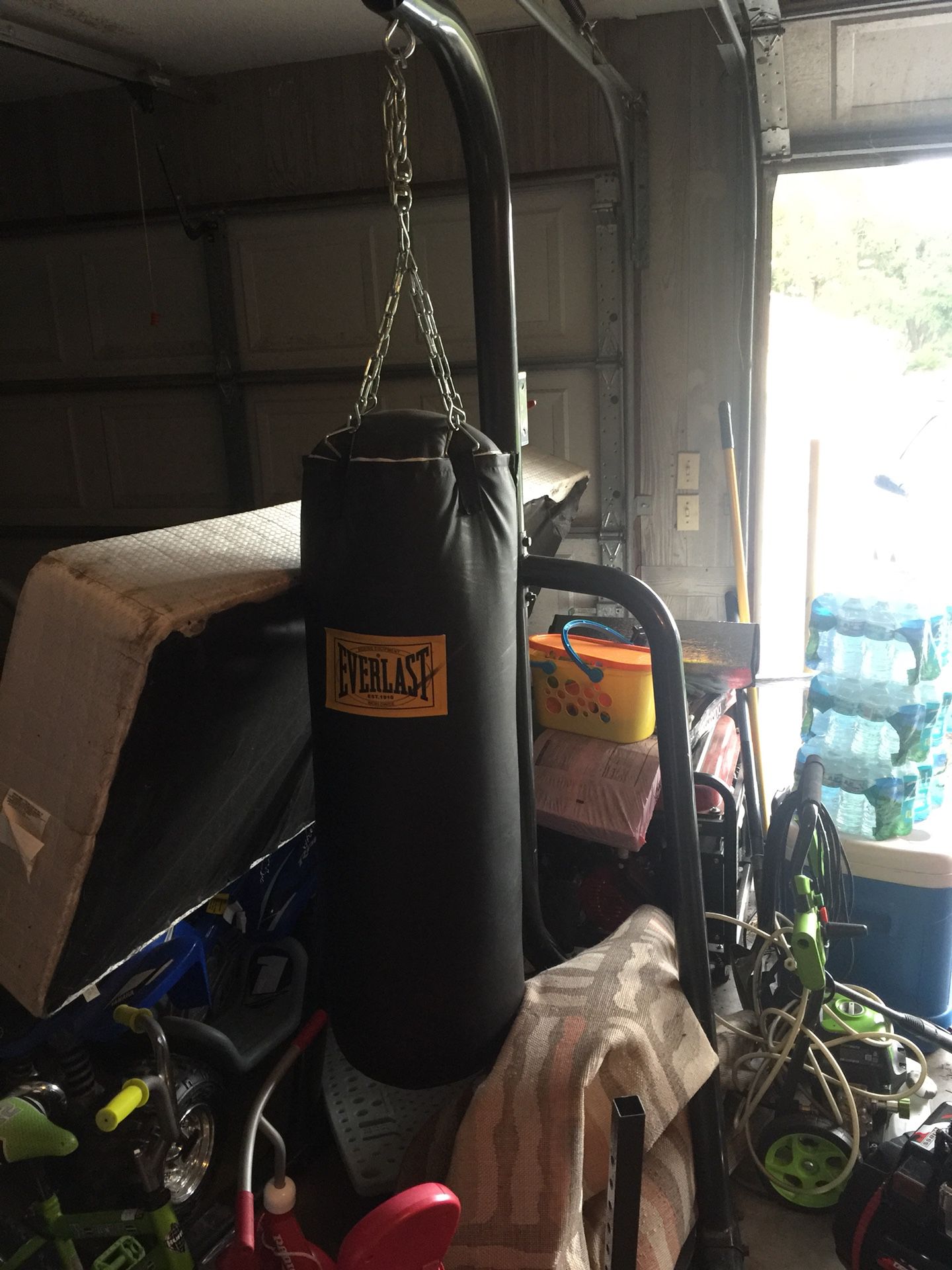 Heavy boxing bag with stand and bonus gloves!