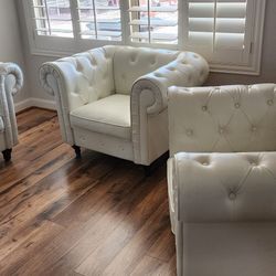 3 White Couch Chairs 