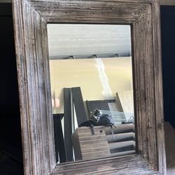 Large rustic wooden mirror of 24x36