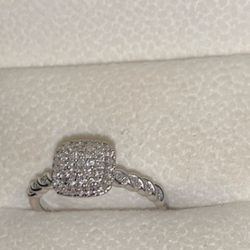 10k Princess Cut 10k Diamond Silver Engagement Ring
