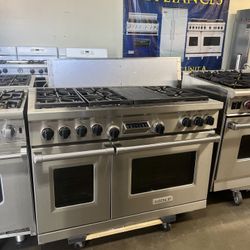 Wolf 48”Wide Dual Fuel Range Stove Stainless Steel 