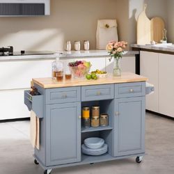 Kitchen Island with Trash Can Storage Cabinet 37.2 in (H) x 29.5 in (W) x 53.1 in (D)