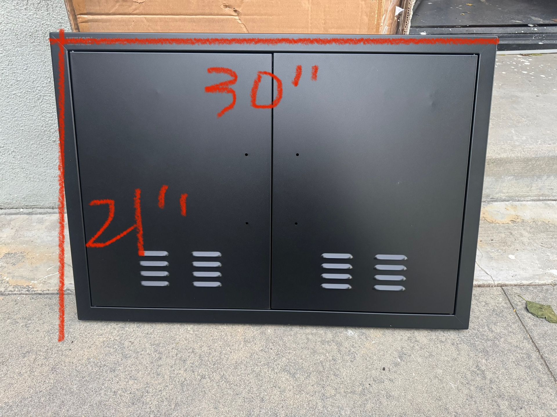 VEVOR Outdoor Kitchen Doors, 30W x 21H Inch, 304 Stainless Steel Double Doors with Vents, BBQ Access Door with 2 Detachable Handles, for BBQ Island