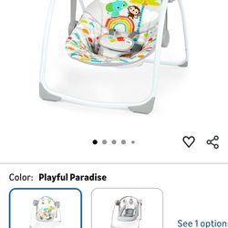 Bright Starts Playful Paradise Portable Compact Automatic Baby Swing