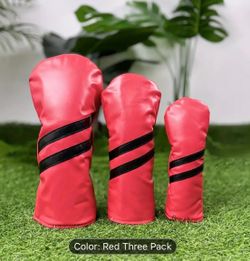 Red Golf Club Head Covers Set of 3
