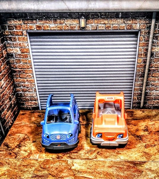 2-Lot Cars Only • Orange & Blue 2017 - Mattel Little People • 1-Little People Helping Others • With Eyes & Mouth• Orange- 6" -Long • Both High Quality