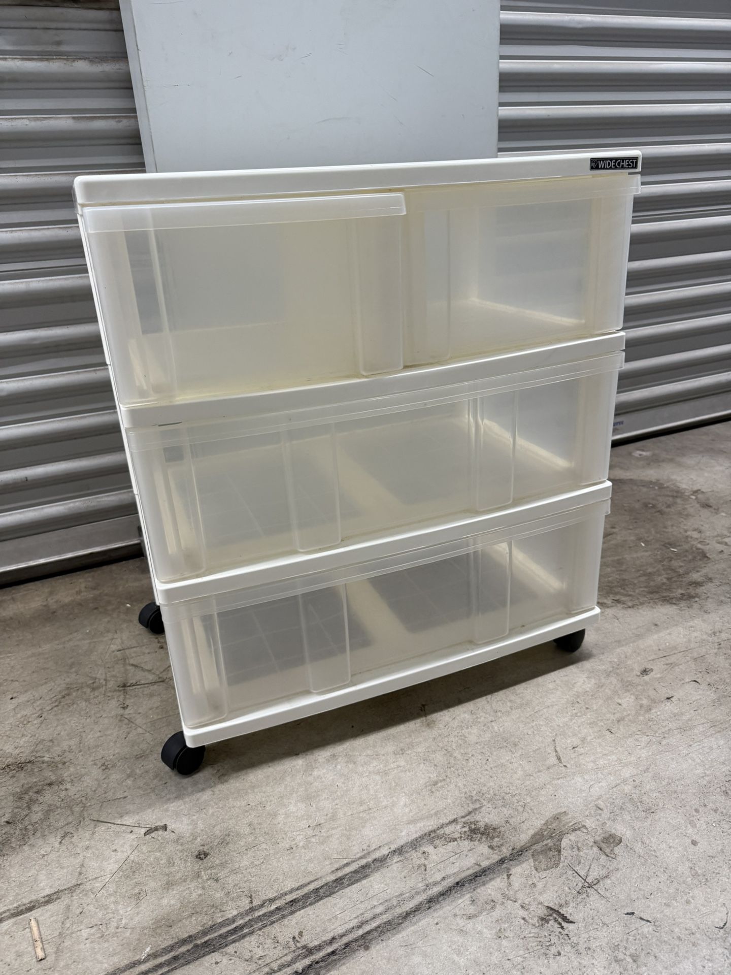 Plastic Storage Drawer Organizer on Wheels – 4 Tier Rolling Drawer Unit, White/Clear