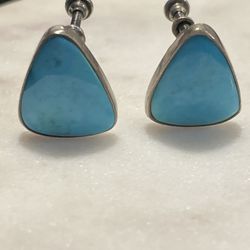 Vintage Turquoise Sterling Silver Earrings 