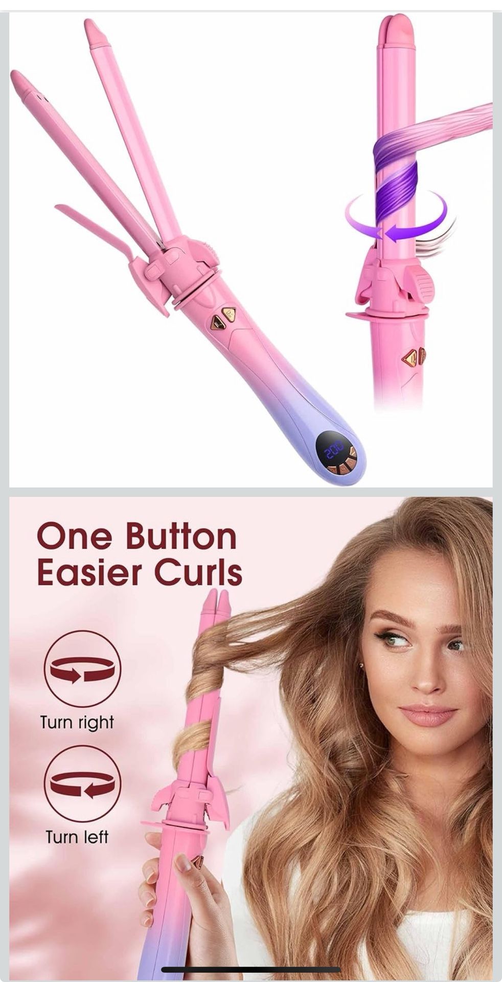 🔥Brand new🔥 Automatic Rotating 2 in 1 Curler & Straightener - Temperatures Adjustable, 30s Fast Pre-Heating, 30MIN Smart Power Off, Special Clamp De