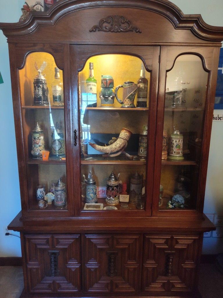 Wood China Cabinet With Storage