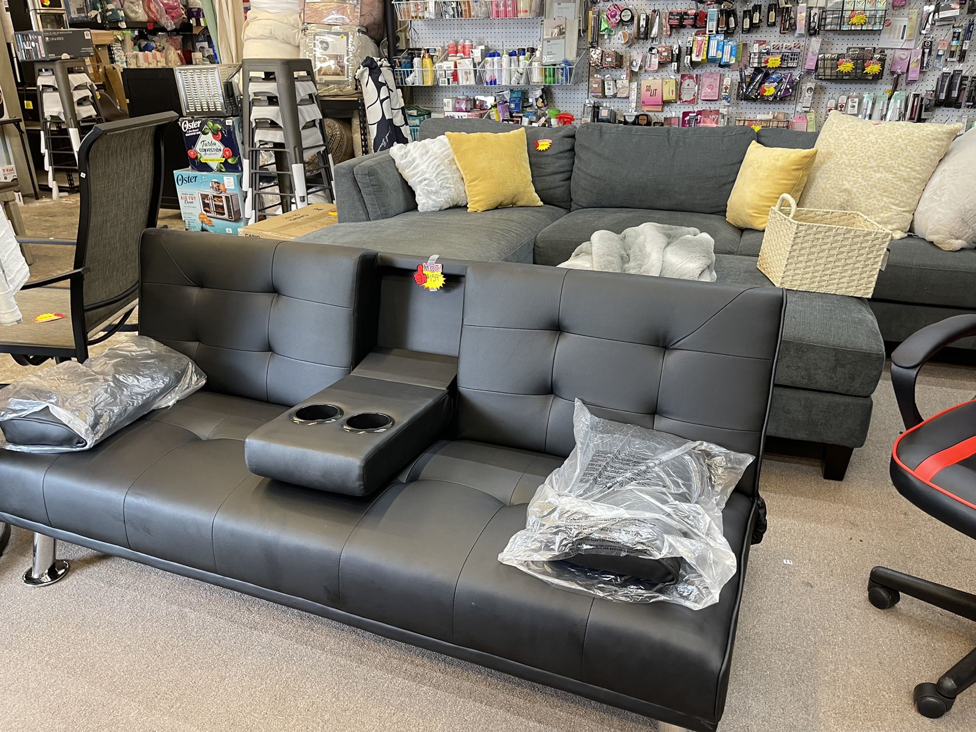 Grey Futon Sofa New Assembled 