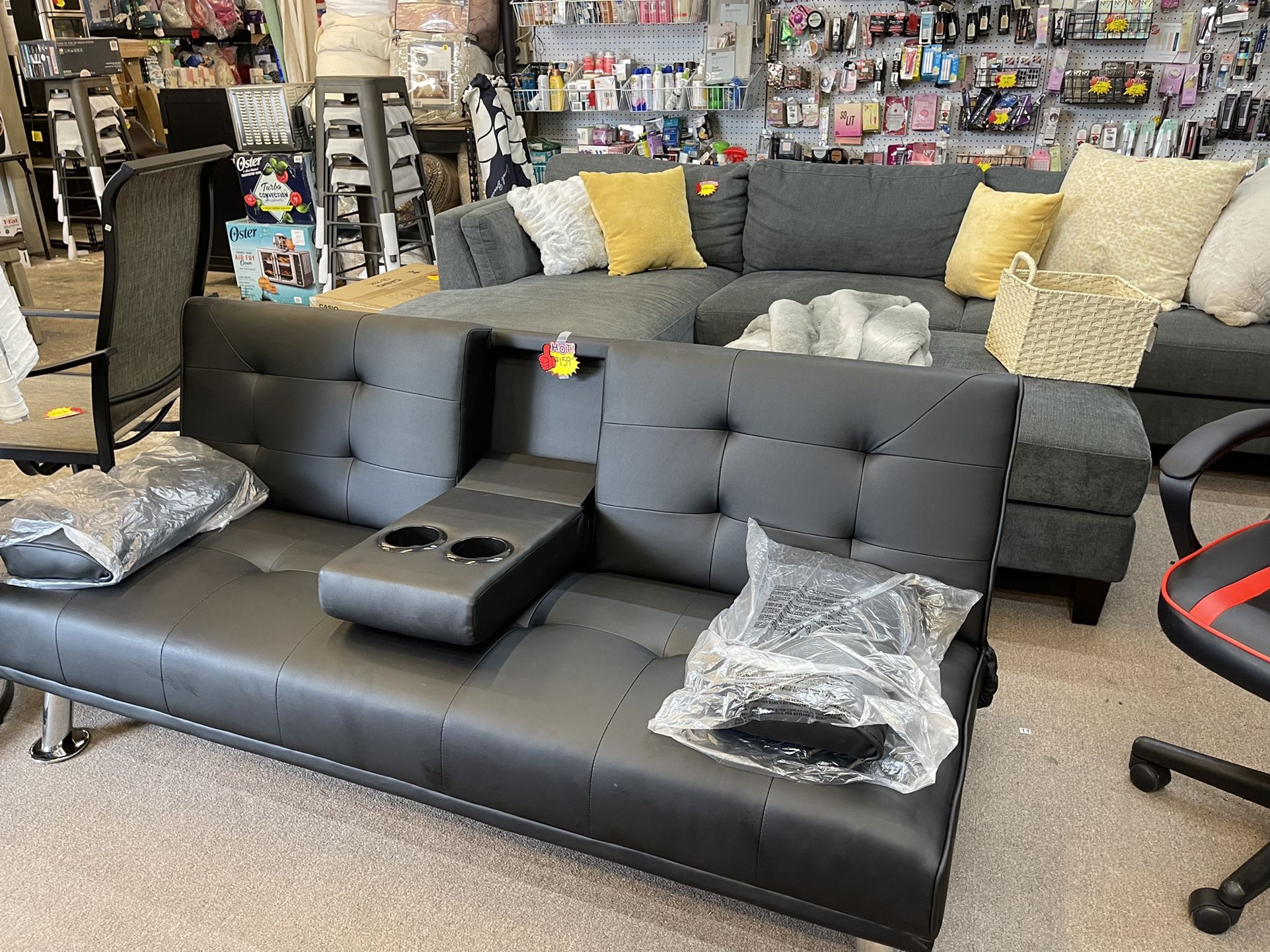 Grey Futon Sofa New Assembled
