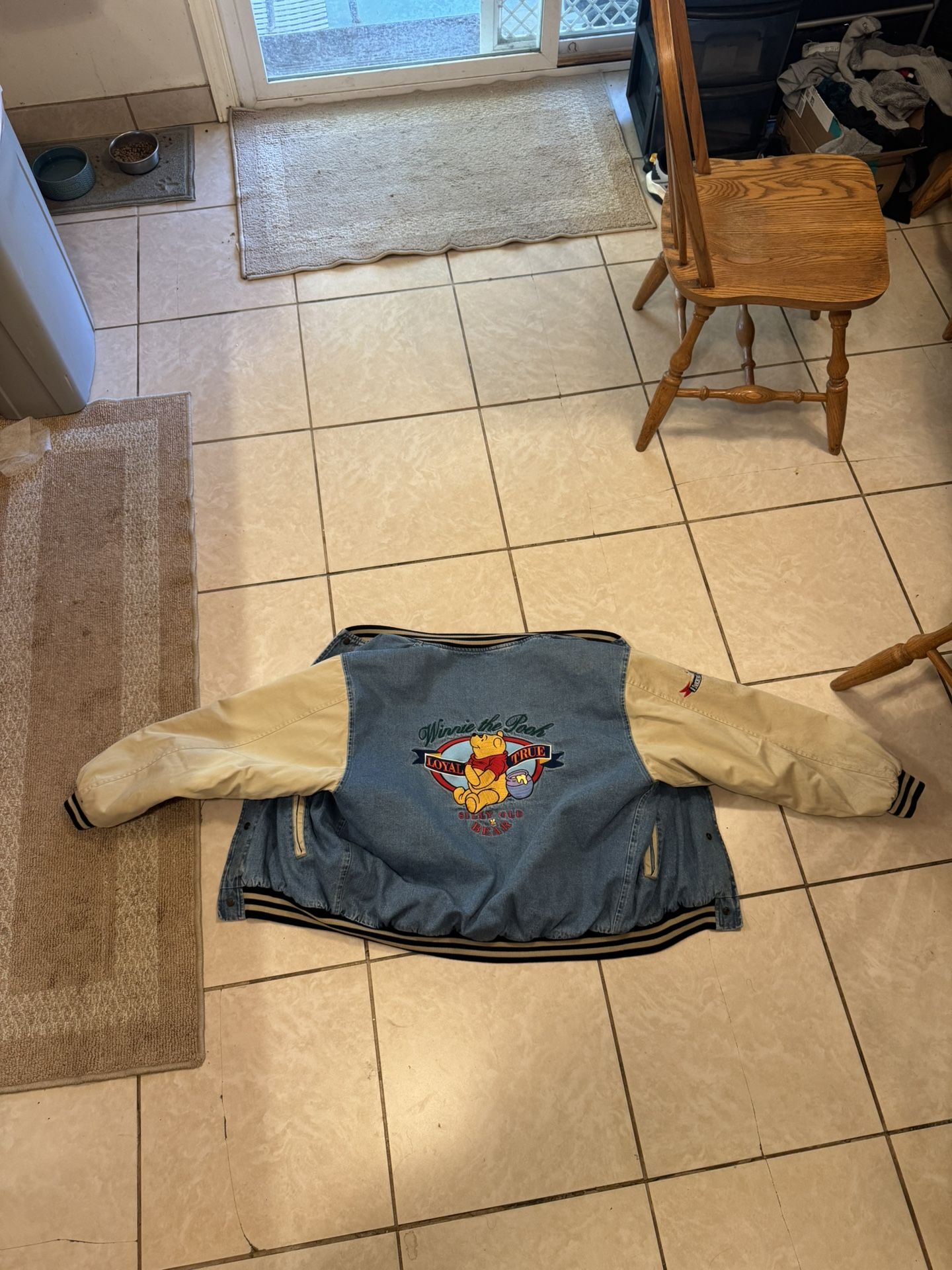 90s Winnie The Pooh Varsity Denim Jacket