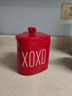 Red Ceramic XOXO Canister with Lid