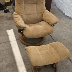 Ekornes Stressless Suede Reclining Chair with Ottoman

