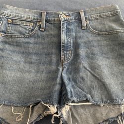 J.Crew Blue Denim Shorts With Frayed Hem