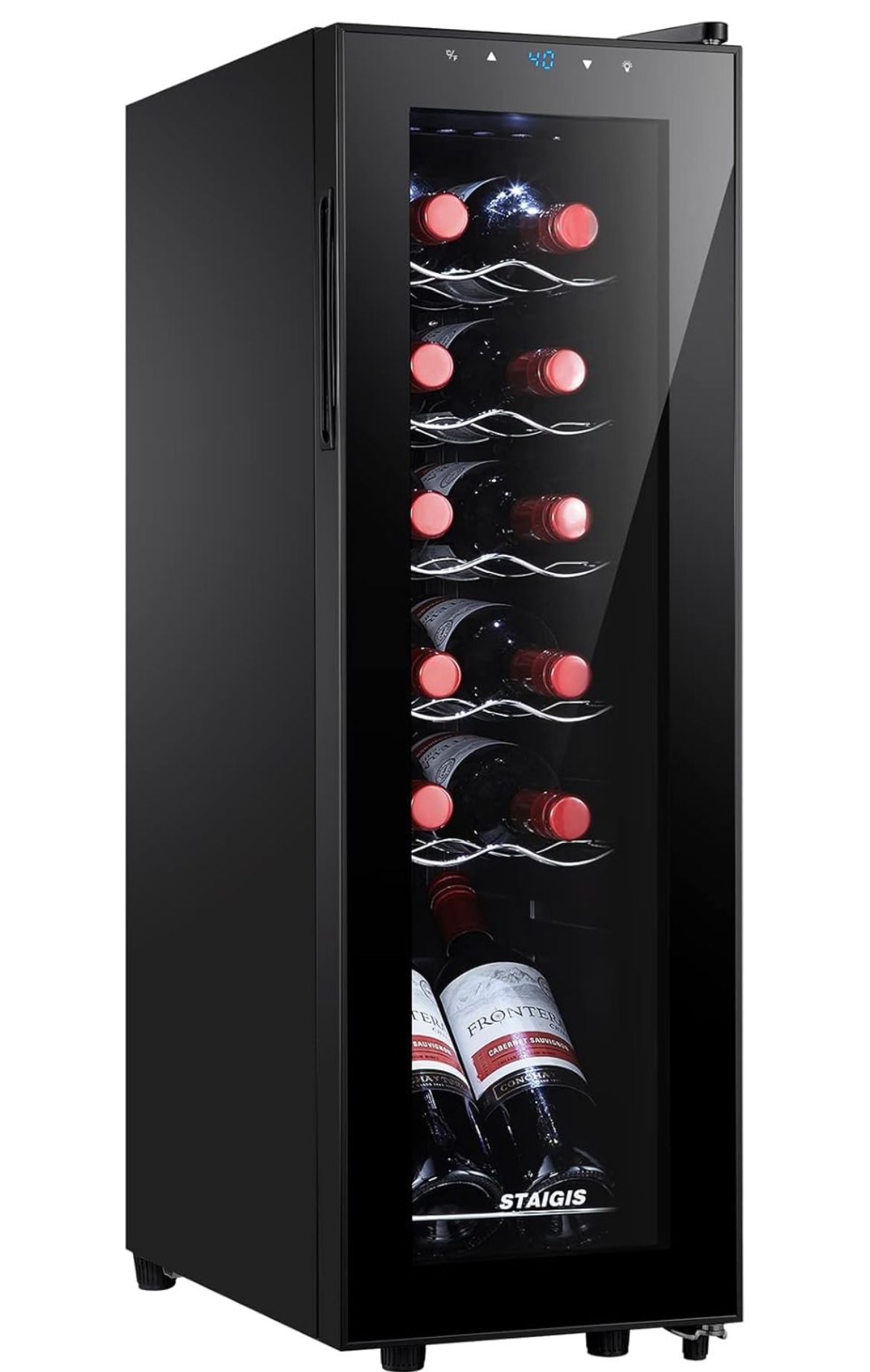12 Bottle Compressor Wine Cooler Refrigerator, Small Freestanding Wine Fridge for Red, White and Champagne, Mini Fridge with 40-66F Digital Temperatur