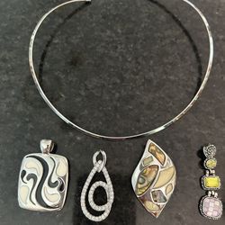 Lia Sophia Set Of Four Pendants And Choker Necklace Very Colorful 