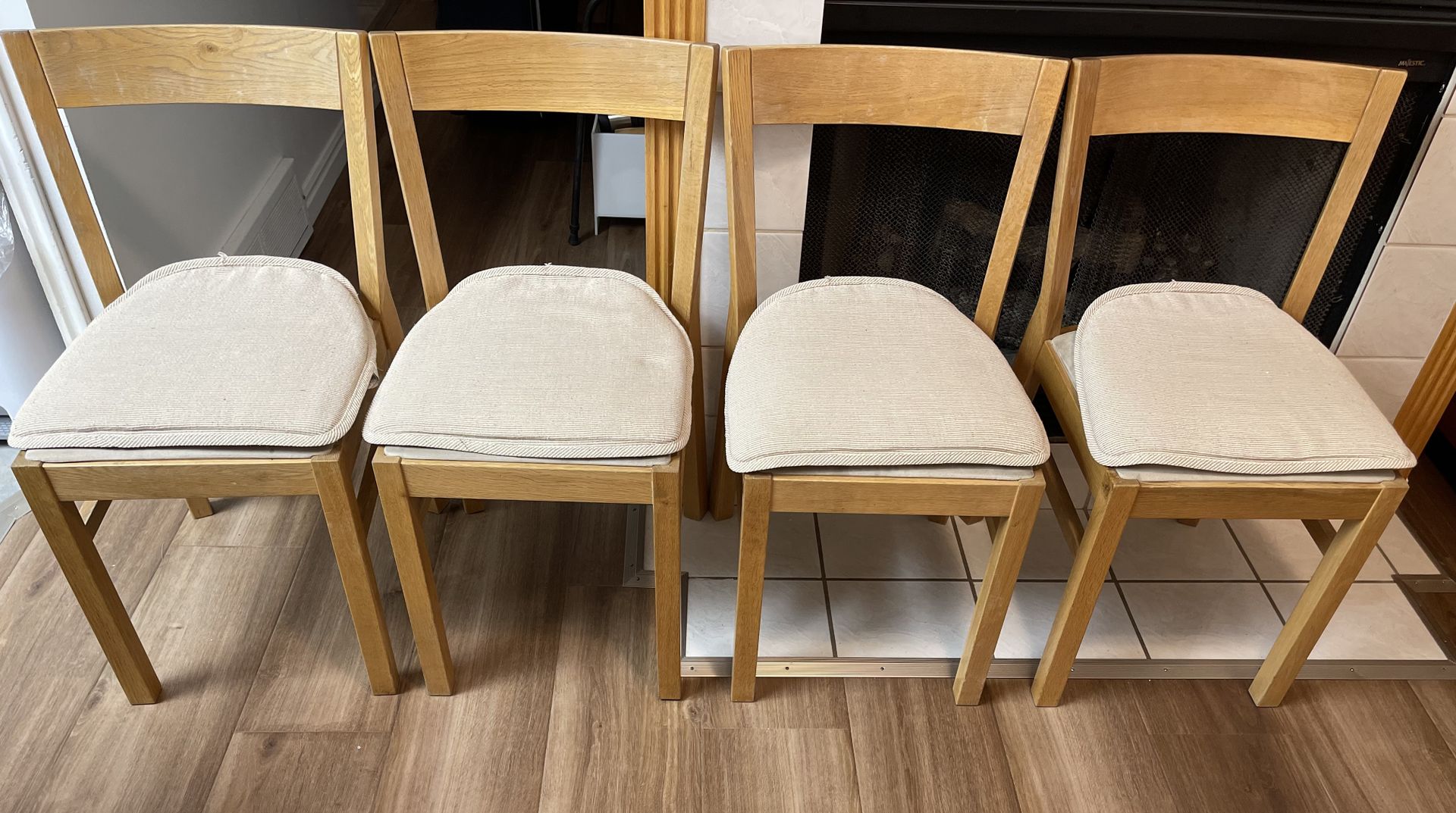 Set of 4 Wooden Dining Chairs w/ Cushions