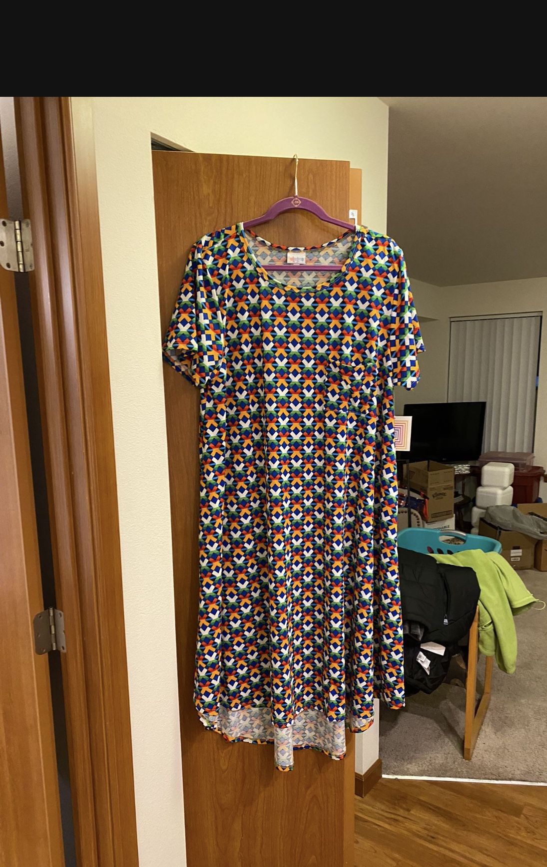 LuLaRoe Asymmetrical Short Sleeve Maxi T-shirt Dress 2XL