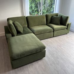 New Olive Green Velvet Cloud Couch Sectional