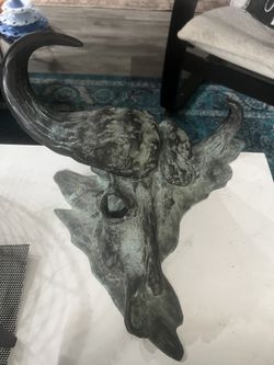 Bronze Bison Skull Statue