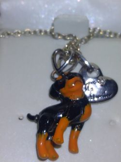 "I Love My Rottweiler" Charm And Necklace With Movable Rottweiler Charm