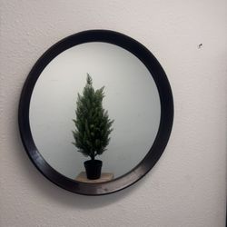 New 19.8 in. W x 19.8 in. H Small Round Wood Framed Wall Bathroom Vanity Mirror in Dark Brown (while Supplies Last)