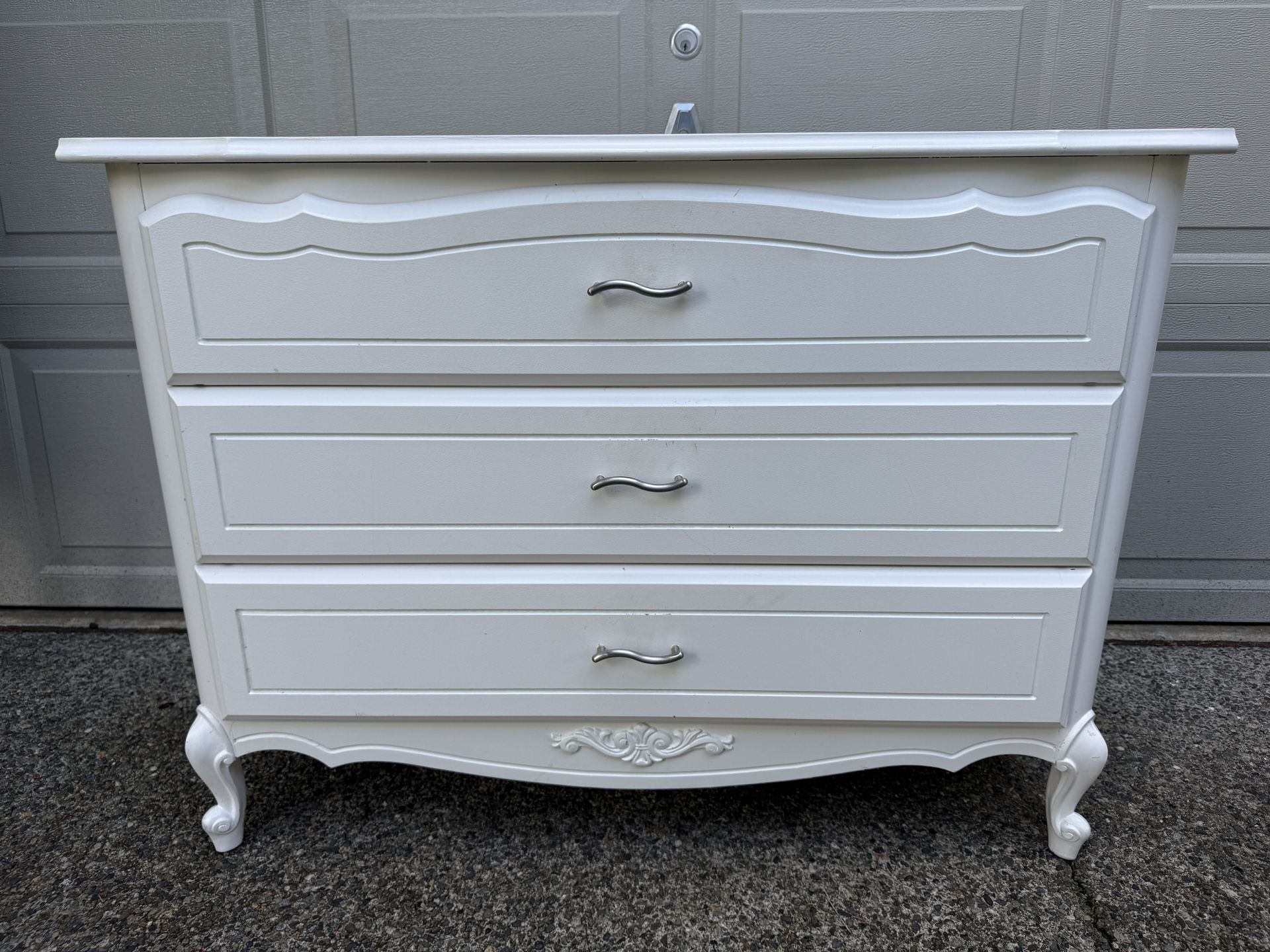 White Three Drawer Dresser