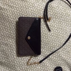 Michael Kors Crossbody Bag / Clutch – Signature MK – Brown/Black – Great Condition 