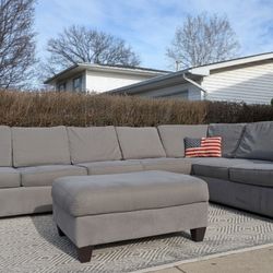 🛋️ Grey 4 Pieces Sectional 144x93 Free Delivery Deep Cleaned