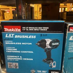 Makita 18v Lxt Brushless High Torque 1/2” Sq Drive Impact Wrench 