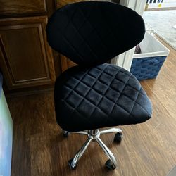 Vanity chair, office chair, black velvet chair