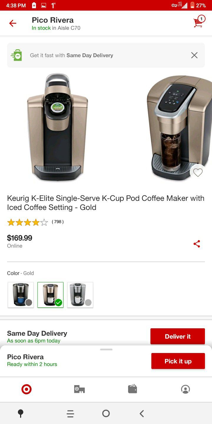 Keurig k elite single serve k cup pod coffee with iced coffee setting