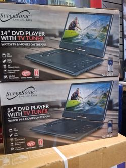 14" screen portable DVD/ TV / CD / Bluetooth/ USB/ SD card.  Complete Set with remote and antenna for TV.