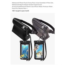 Brand new Waterproof Phone Pouch Fanny Pack, Cruise Essentials 4-Piece Set, Waterproof Bag for Beach Vacation Kayak Cruise Accessories,Waterproof Phon